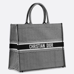 Fausse Sac Dior Book Tote Large en toile Pied-de-poule brodée