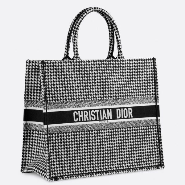 Fausse Sac Dior Book Tote Large en toile Pied-de-poule brodée