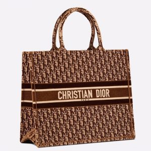 Fausse Sac Dior Book Tote Large en velours brodé Oblique bordeaux