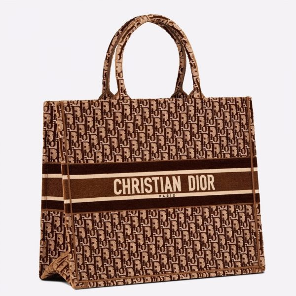 Fausse Sac Dior Book Tote Large en velours brodé Oblique bordeaux