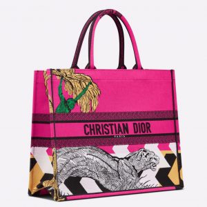 Imitation Sac Dior Book Tote Large en broderie Zoom Pop Toile de Jouy