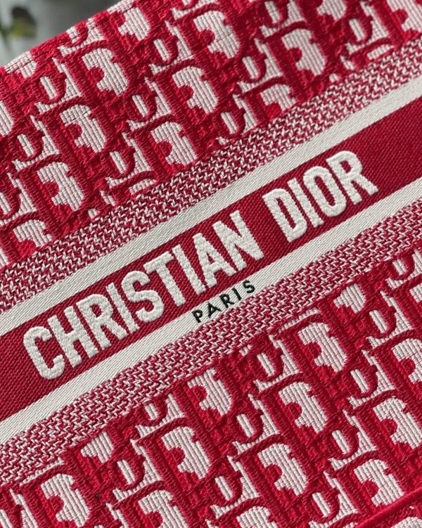 Fausse Petit Sac Dior Book Tote en broderie Oblique bordeaux – Image 3