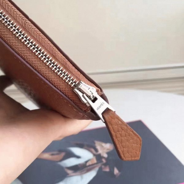 Réplique de Luxe Portefeuille Hermès Azap Zippé Marron – Image 6