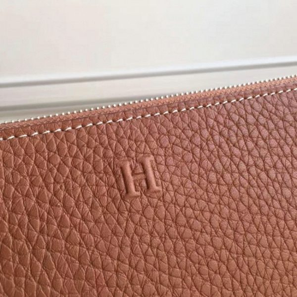 Réplique de Luxe Portefeuille Hermès Azap Zippé Marron – Image 4