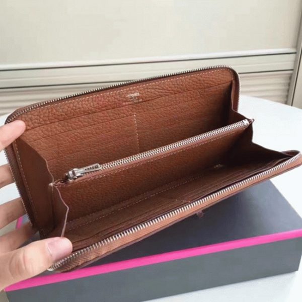 Réplique de Luxe Portefeuille Hermès Azap Zippé Marron – Image 3