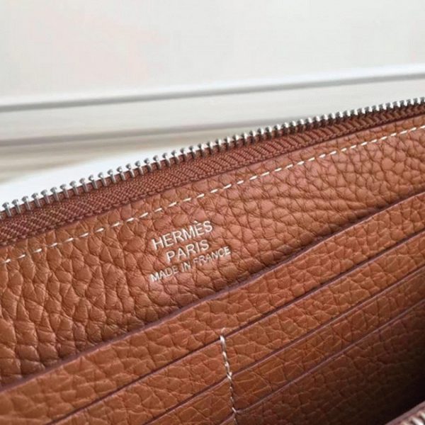 Réplique de Luxe Portefeuille Hermès Azap Zippé Marron – Image 2