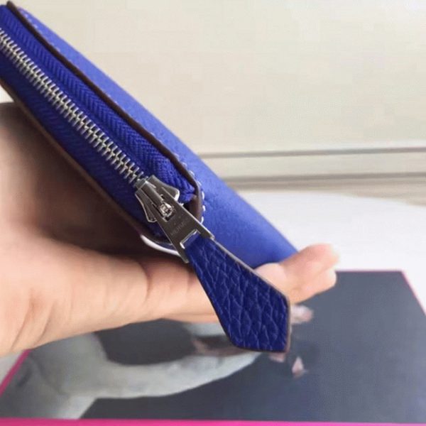Top Réplique Portefeuille Hermès Azap Zippé Bleu électrique – Image 7