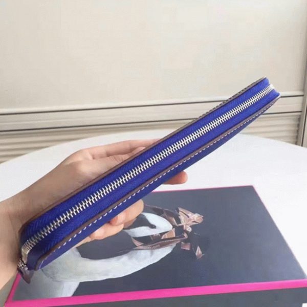 Top Réplique Portefeuille Hermès Azap Zippé Bleu électrique – Image 5
