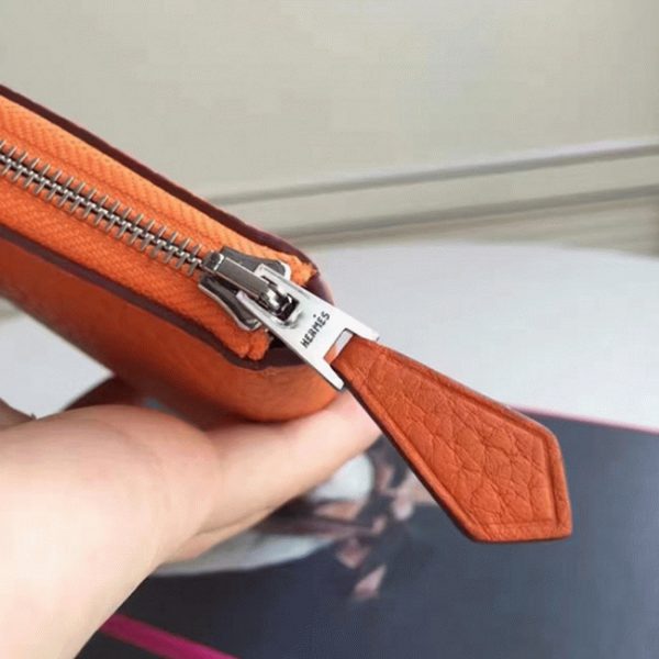 Réplique 1:1 Portefeuille Hermès Orange Azap Zippé – Image 7