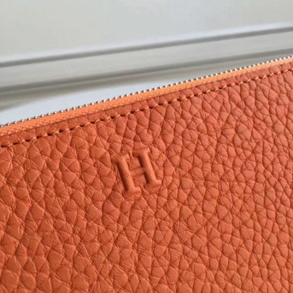 Réplique 1:1 Portefeuille Hermès Orange Azap Zippé – Image 6