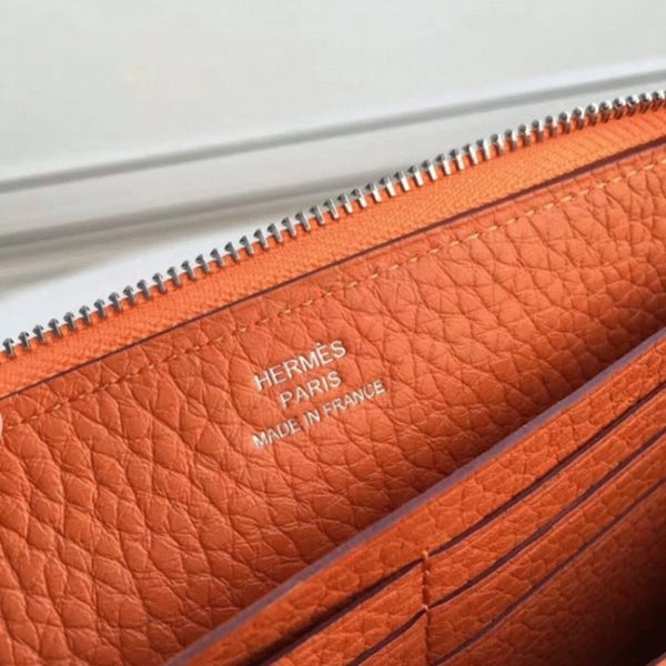 Réplique 1:1 Portefeuille Hermès Orange Azap Zippé – Image 4