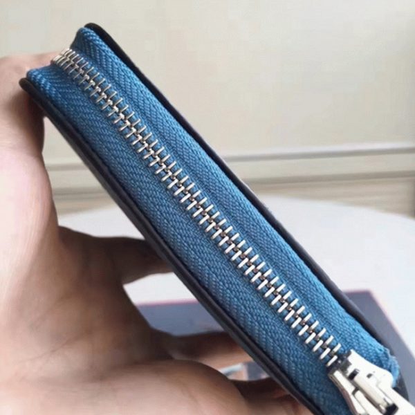Faux Designer Portefeuille Hermès Azap Zippé Bleu Jean – Image 6
