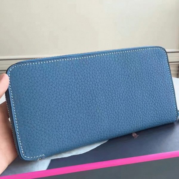 Faux Designer Portefeuille Hermès Azap Zippé Bleu Jean – Image 3