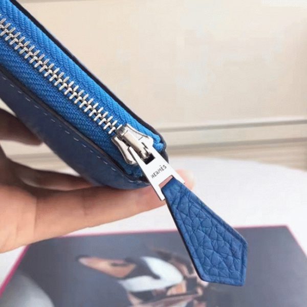 Réplique Meilleur Portefeuille Hermès Azap Zippé Bleu – Image 7