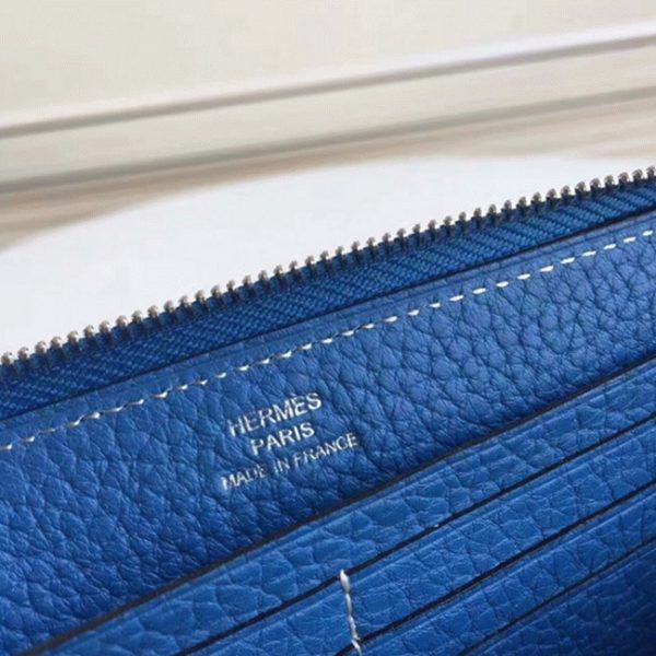 Réplique Meilleur Portefeuille Hermès Azap Zippé Bleu – Image 6
