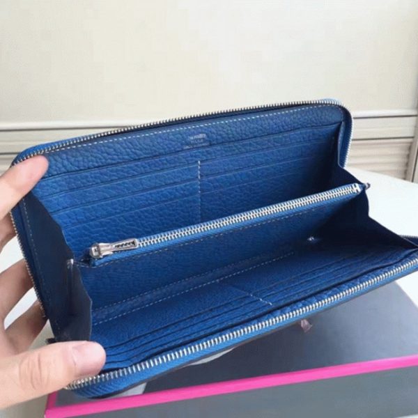 Réplique Meilleur Portefeuille Hermès Azap Zippé Bleu – Image 5