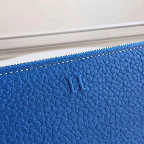 Réplique Meilleur Portefeuille Hermès Azap Zippé Bleu – Image 3