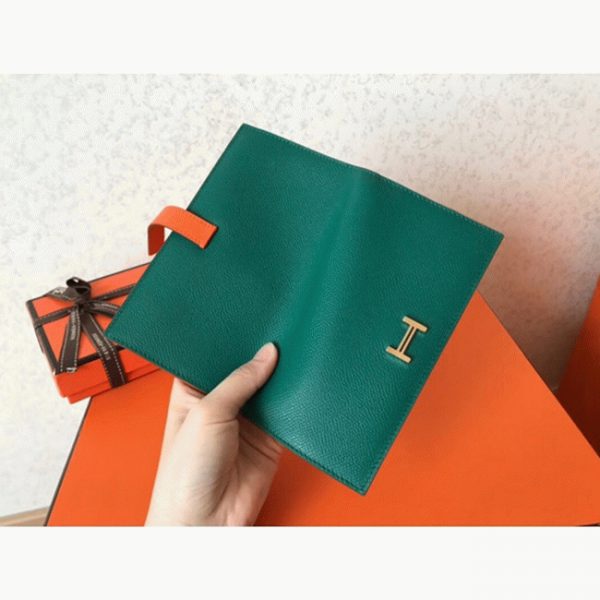 Contrefaçon Portefeuille Hermès Bearn Malachite/Orange – Image 7