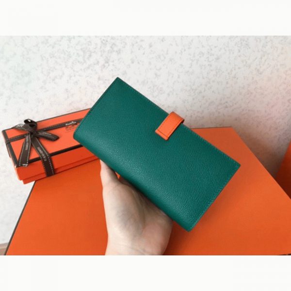 Contrefaçon Portefeuille Hermès Bearn Malachite/Orange – Image 6