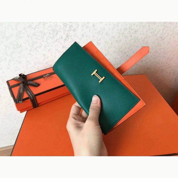 Contrefaçon Portefeuille Hermès Bearn Malachite/Orange – Image 5