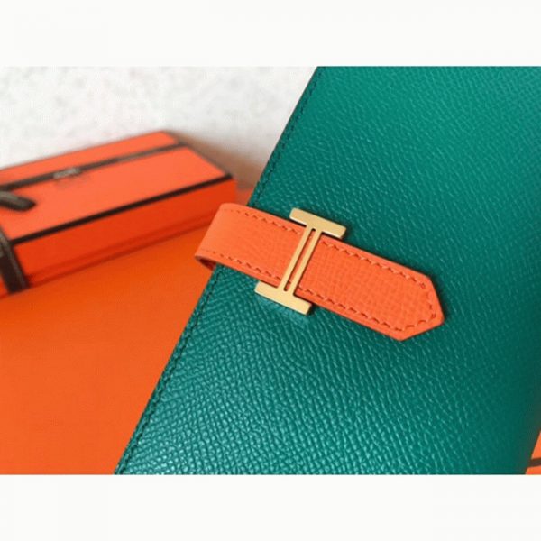 Contrefaçon Portefeuille Hermès Bearn Malachite/Orange – Image 4