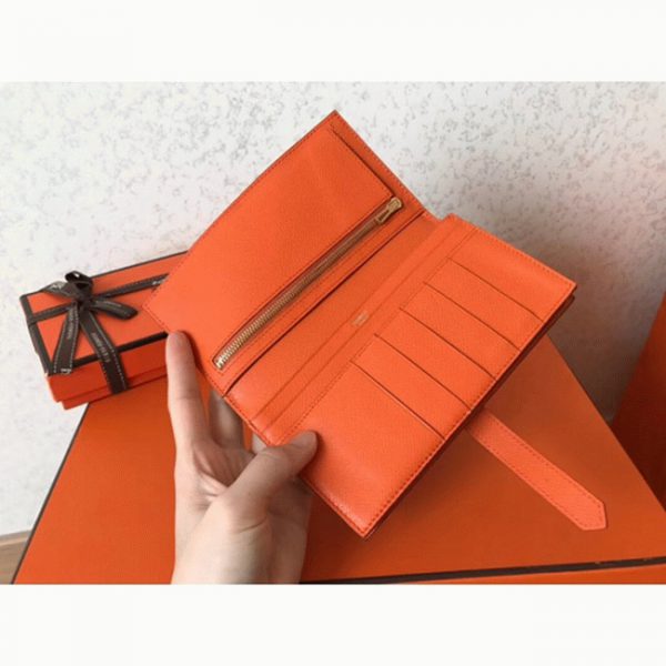 Contrefaçon Portefeuille Hermès Bearn Malachite/Orange – Image 3