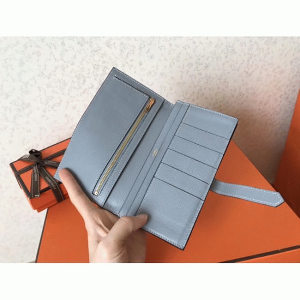 Réplique Designer Portefeuille Hermès Bearn Soufre/Bleu Lin Epsom – Image 6