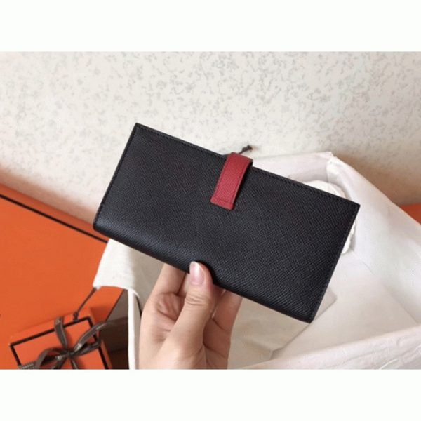 Réplique Designer Portefeuille Hermès Bearn Noir/Rubis – Image 6