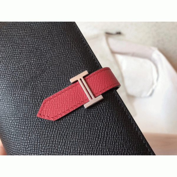 Réplique Designer Portefeuille Hermès Bearn Noir/Rubis – Image 2