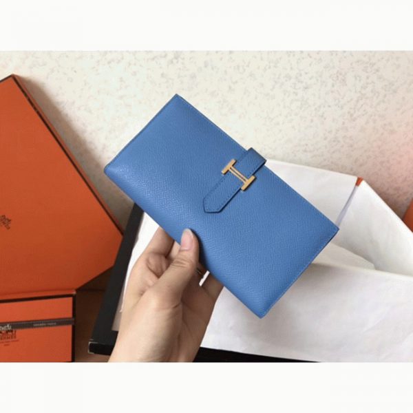 Réplique Portefeuille Hermès Bearn Bleu Jean Epsom – Image 5