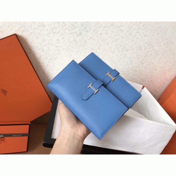 Réplique Portefeuille Hermès Bearn Bleu Jean Epsom – Image 3