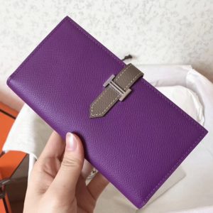 Contrefaçon Portefeuille Hermès Bearn Ultraviolet/Taupe