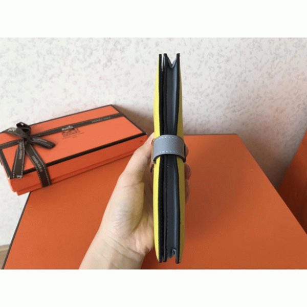 Réplique Designer Portefeuille Hermès Bearn Soufre/Bleu Lin Epsom – Image 4
