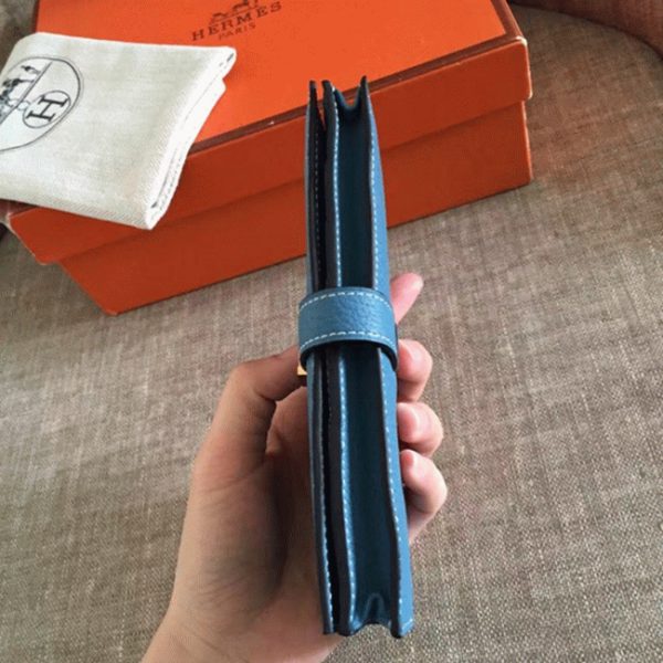Contrefaçon Portefeuille Hermès Bearn Bleu Jean Clémence – Image 6