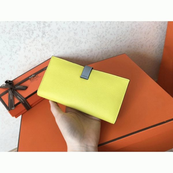 Réplique Designer Portefeuille Hermès Bearn Soufre/Bleu Lin Epsom – Image 2