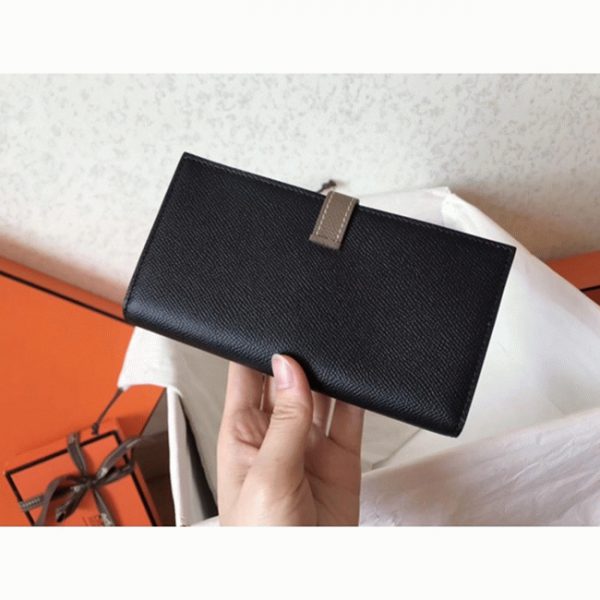 Fausse Portefeuille Hermès Bearn Noir/Taupe – Image 6