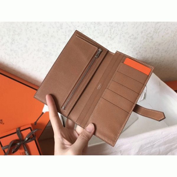 Réplique de Luxe 1:1 Portefeuille Hermès Bearn Taupe/Marron – Image 5