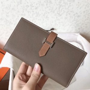 Réplique de Luxe 1:1 Portefeuille Hermès Bearn Taupe/Marron