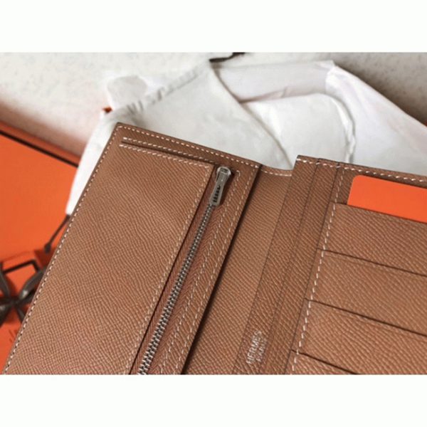 Réplique de Luxe 1:1 Portefeuille Hermès Bearn Taupe/Marron – Image 3