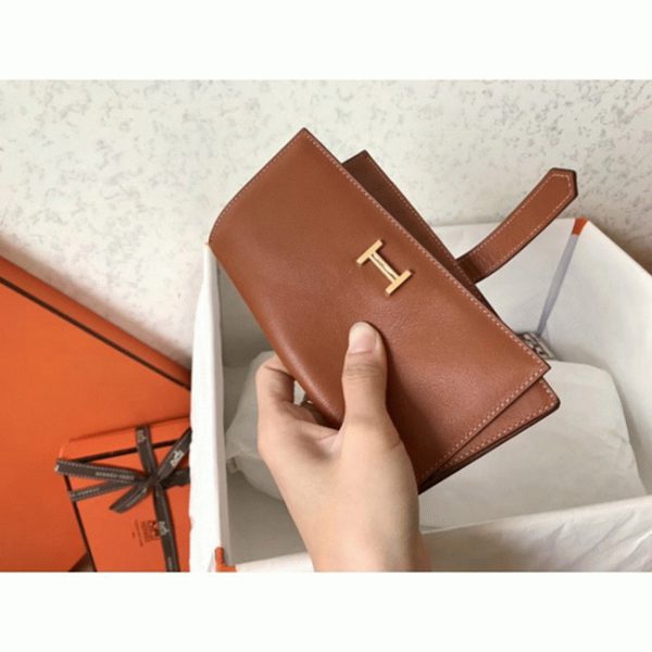 Faux Luxe Portefeuille Hermès Bearn Or Swift – Image 6