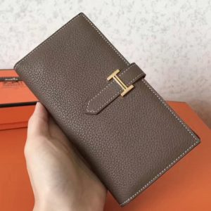 Faux Luxe Portefeuille Hermès Bearn Taupe Clémence