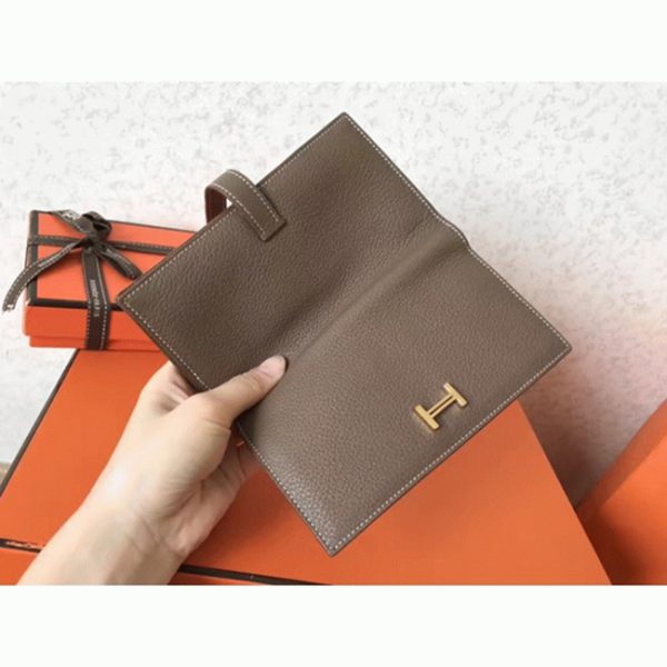 Faux Luxe Portefeuille Hermès Bearn Taupe Clémence – Image 6