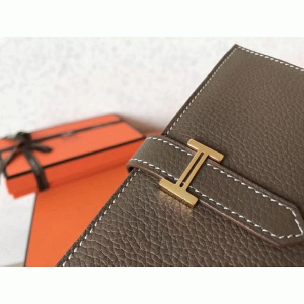 Faux Luxe Portefeuille Hermès Bearn Taupe Clémence – Image 5