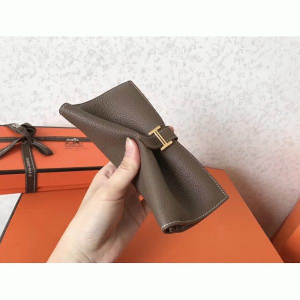 Faux Luxe Portefeuille Hermès Bearn Taupe Clémence – Image 4