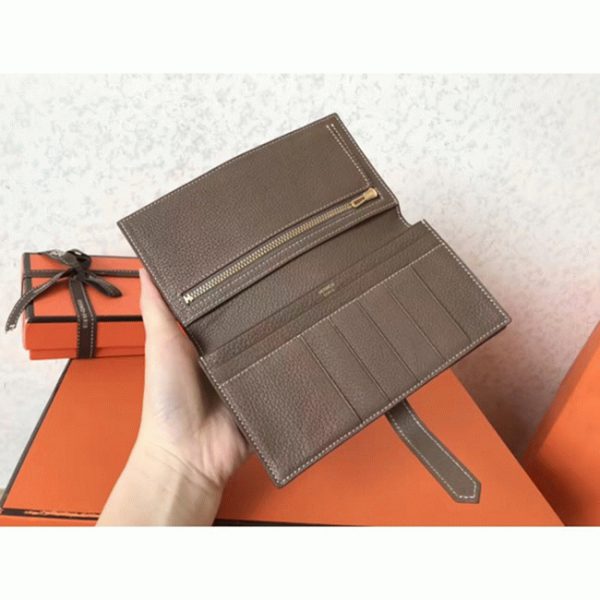 Faux Luxe Portefeuille Hermès Bearn Taupe Clémence – Image 2