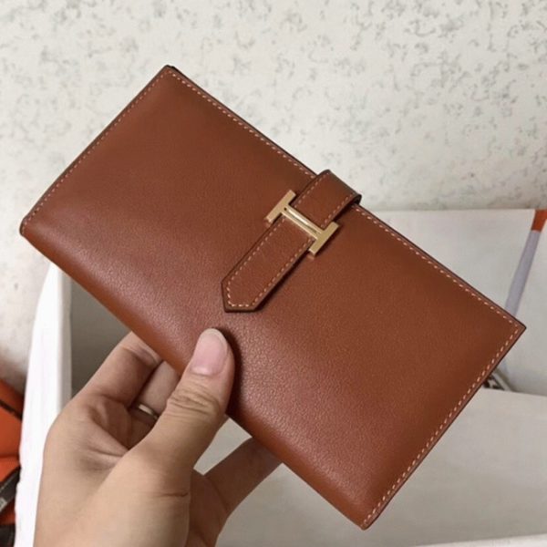 Faux Luxe Portefeuille Hermès Bearn Or Swift
