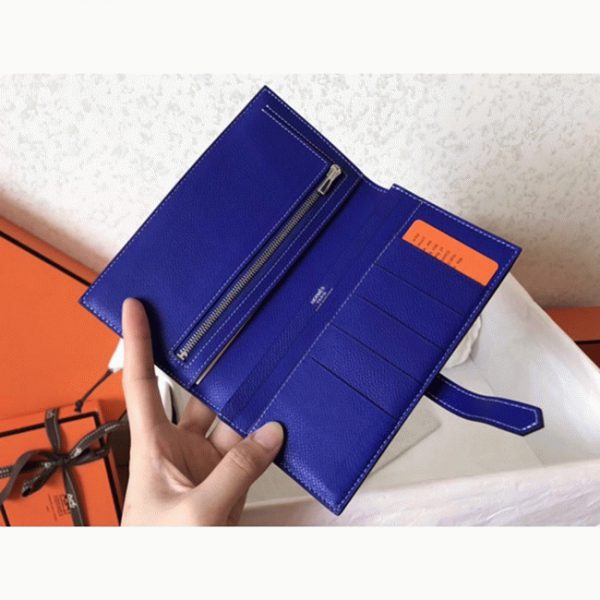 Réplique Portefeuille Hermès Bearn Taupe/Bleu électrique Epsom – Image 4