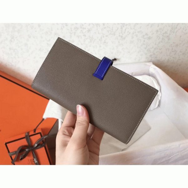 Réplique Portefeuille Hermès Bearn Taupe/Bleu électrique Epsom – Image 3