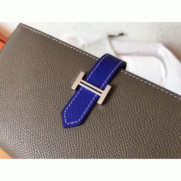 Réplique Portefeuille Hermès Bearn Taupe/Bleu électrique Epsom – Image 2
