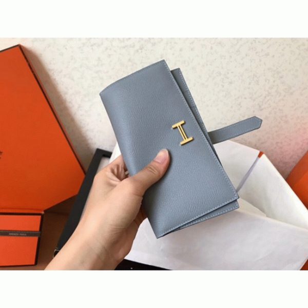 Fausse Portefeuille Hermès Bearn Bleu Lin Epsom – Image 2